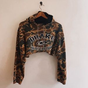 Vintage 90s Camo crop top hoodie sweatshirt custom